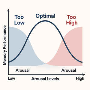 U-shaped Yerkes-Dodson curve illustrating optimal stress for peak memory performance.